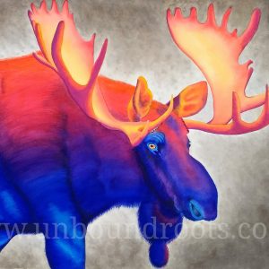 bull moose in watercolor