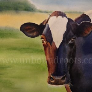 cow in morning glow in watercolor