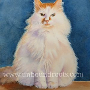 fluffy cat in watercolor